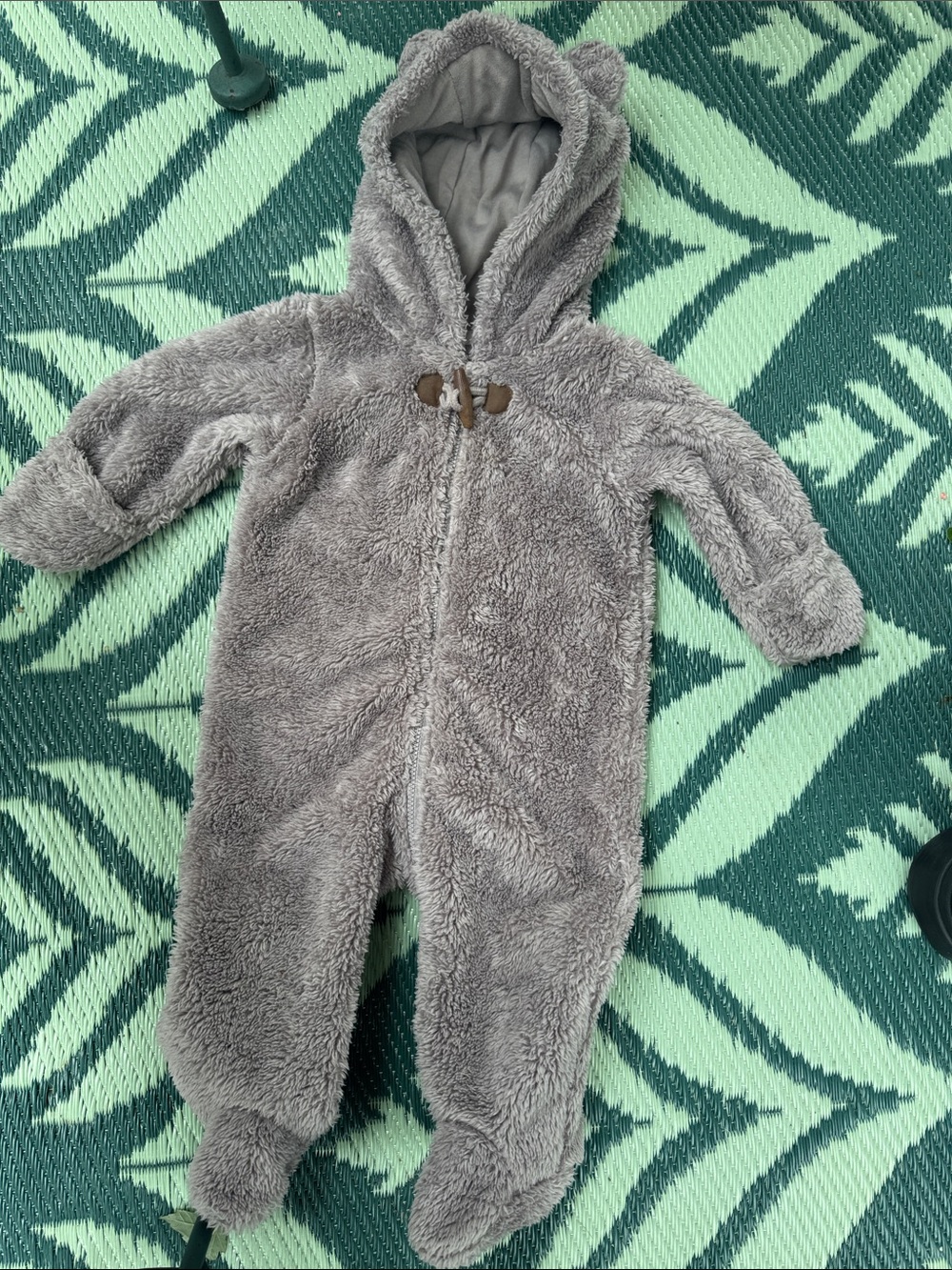Carter's Plush Hooded Grey Footed One-Piece